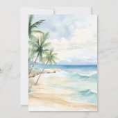 Beach ocean tropical palm destination wedding einladung (Rückseite)