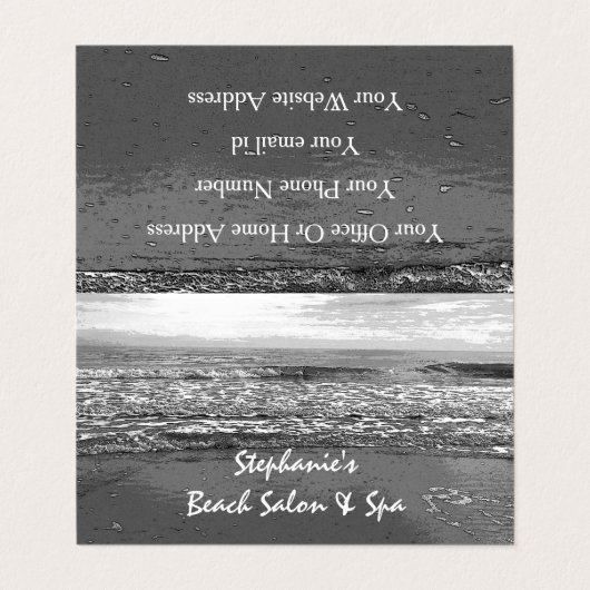 Beach Ocean Tropical Schwarz-weißen Coolen Visitenkarten (Außenseite Aufgefaltet)