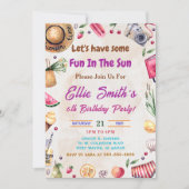 Beach Ocean Tropical Summer Birthday Einladung (Vorderseite)