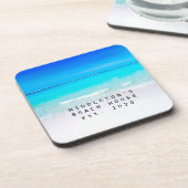 Beach Ocean und Sand Blue Aqua Persönliche Familie Getränkeuntersetzer (Linke Seite)