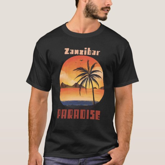 Beach Ocean Vacation Zanzibar Surfing Palm tree Su T-Shirt (Vorderseite)