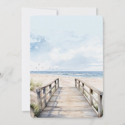 Beach Ocean View Brautparty Einladung (Rückseite)