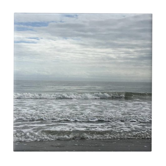 Beach Ocean Water Sky Blue White Gray Niedliche Kü Fliese (Vorderseite)