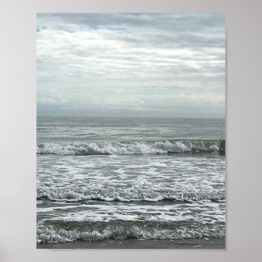 Beach Ocean Water Sky Blue White Gray Wave Küste Poster (Vorne)
