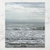 Beach Ocean Water Sky Blue White Gray Wave Küste Weinetikett (Einzelnes Label)