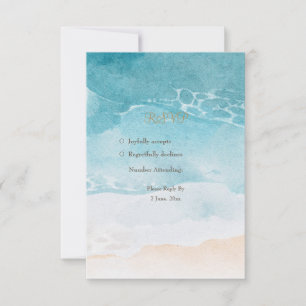 Beach, Ocean Watercolor Hintergrund Hochzeitsmenü RSVP Karte
