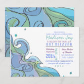 Beach Ocean Wave Bar Bat Mitzvah Einladung (Vorne/Hinten)
