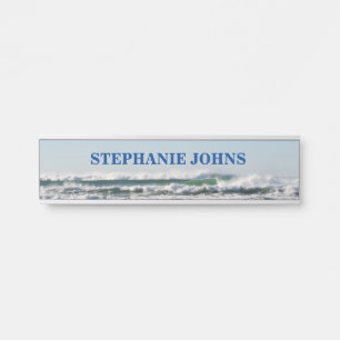 Beach Ocean Wave Mit Monogramm Name Wasser Blau Co Türschild