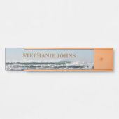 Beach Ocean Wave Mit Monogramm Name Wasser Blau Ni Türschild (Vorderseite )