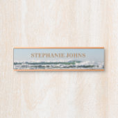 Beach Ocean Wave Mit Monogramm Name Wasser Blau Ni Türschild (Vorderseite )
