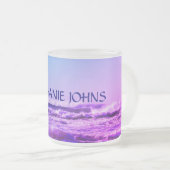 Beach Ocean Wave Mit Monogramm Name Wasser Rosa Om Mattglastasse (VorderseiteRechts)