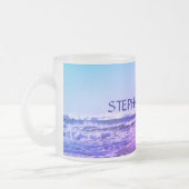 Beach Ocean Wave Mit Monogramm Name Wasser Rosa Om Mattglastasse (Links)