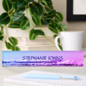 Beach Ocean Wave Mit Monogramm Name Wasser Rosa Om Namensplakette