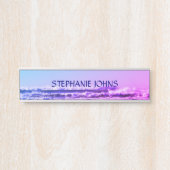 Beach Ocean Wave Mit Monogramm Name Wasser Rosa Om Türschild (Vorderseite )