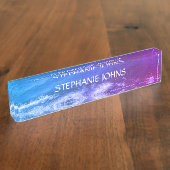 Beach Ocean Wave Monogramme Individuelle Name Küns Namensplakette (Seite)