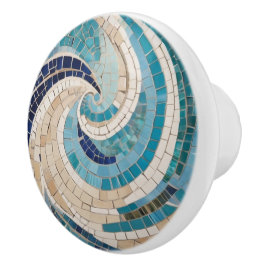 Beach & Ocean Waves Abstraktes Sea Aqua Blue Mosai Keramikknauf