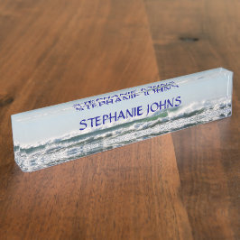 Beach Ocean Waves Mit Monogramm Name Blue Water Namensplakette