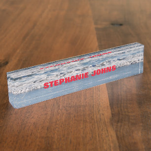 Beach Ocean Waves Mit Monogramm Name Red Blue Namensplakette