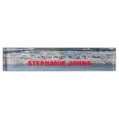 Beach Ocean Waves Mit Monogramm Name Red Blue Namensplakette (Vorderseite)