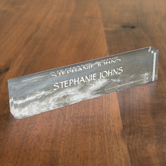 Beach Ocean Waves Monogram Individuelle Name Blue Namensplakette (Seite)