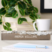 Beach Ocean Waves Monogram Name White Brown Sandy Namensplakette