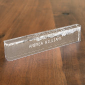 Beach Ocean Waves Monogram Name White Brown Sandy Namensplakette (Seite)