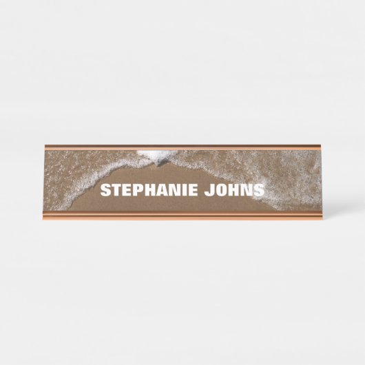 Beach Ocean Waves Water Monogram Individuelle Name Schreibtischnamensplakette (Vorderseite )