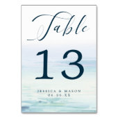 Beach Ocean Wedding Tischnummern Pedestal Schild (Vorderseite)
