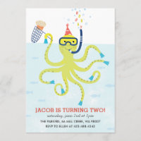 Beach Octopus Kindergeburtstag Einladung