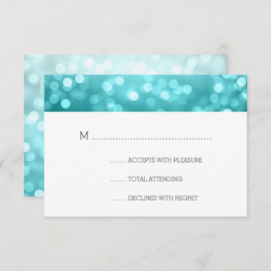 Beach Ombre Bokeh Lights Elegant Wedding UAWG RSVP Karte (Vorne/Hinten)
