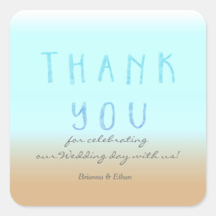 Beach Ombre DANK YOU Watercolor Stickers