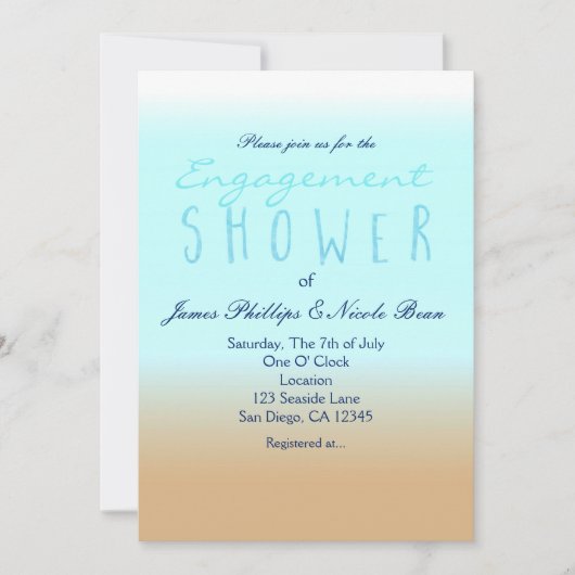 Beach Ombre Elegant Verlobung Dusche Einladung (Vorderseite)