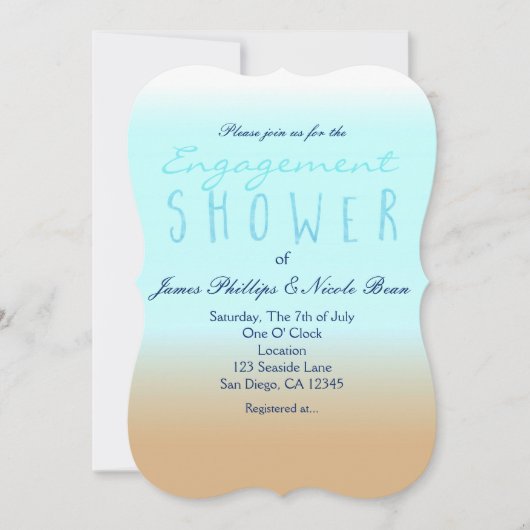 Beach Ombre Elegant Verlobung Dusche Einladung (Vorderseite)