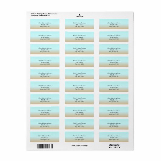 Beach Ombre Elegante Einladungsanschrift Labels (Vorne)