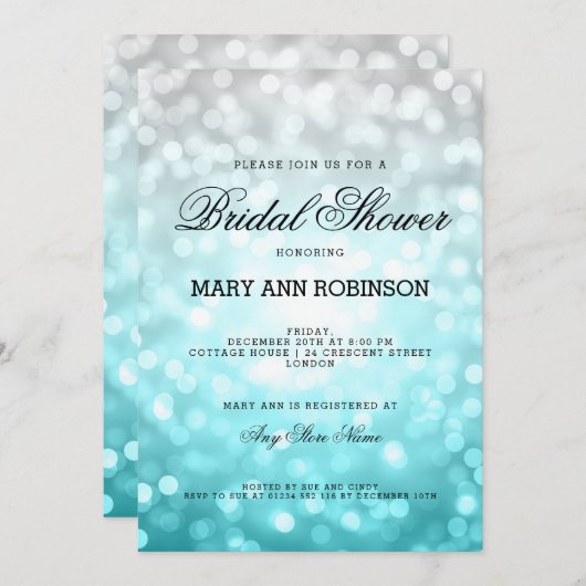 Beach Ombre Glitzer Lights Brautparty Einladung (Vorne/Hinten)