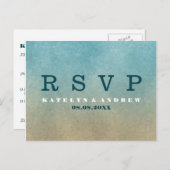 Beach Ombre Minimal Wedding RSVP Einladungspostkarte (Vorne/Hinten)