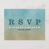 Beach Ombre Minimal Wedding RSVP Einladungspostkarte (Vorderseite)