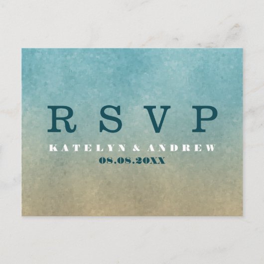 Beach Ombre Minimal Wedding RSVP Einladungspostkarte (Vorderseite)