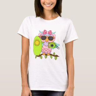 Beach Owl Cartoon Spaß T - Shirts