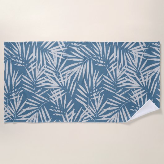 Beach Palm Blätter in Blue Strandtuch (Vorderseite)