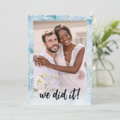 Beach Palm Blätter Nur verheiratet Foto Tropical Einladung (Stehend Vorderseite)