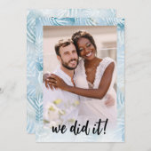 Beach Palm Blätter Nur verheiratet Foto Tropical Einladung (Vorne/Hinten)