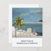 Beach Palm Flamingo Business Budget-Urlaubskarte Ankündigung (Vorne/Hinten)