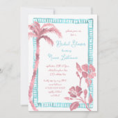Beach Palm Hibiskus Handgestrichenes Brautparty Einladung (Vorderseite)