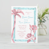 Beach Palm Hibiskus Handgestrichenes Brautparty Einladung (Stehend Vorderseite)