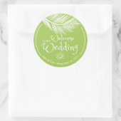 Beach Palm Leaf Gelbe Grüne Hochzeit Empfang Runder Aufkleber (Tasche)