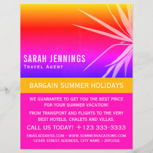 Beach Palm Leaf Silhouette, Travel Agent Advert Flyer