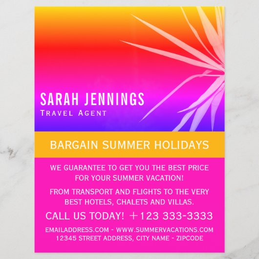 Beach Palm Leaf Silhouette, Travel Agent Advert Flyer (Vorne)