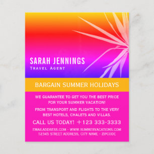 Beach Palm Leaf Silhouette, Travel Agent Advert Flyer