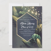 Beach Palm String Lights Abschluss Einladung (Vorderseite)